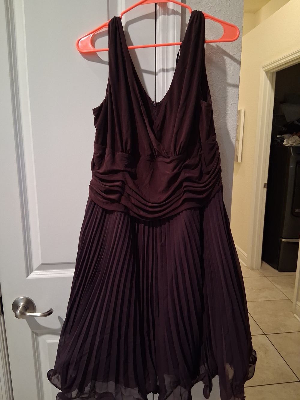S.L. Fashions Sleeveless Pleated Midi Dress - Plum
